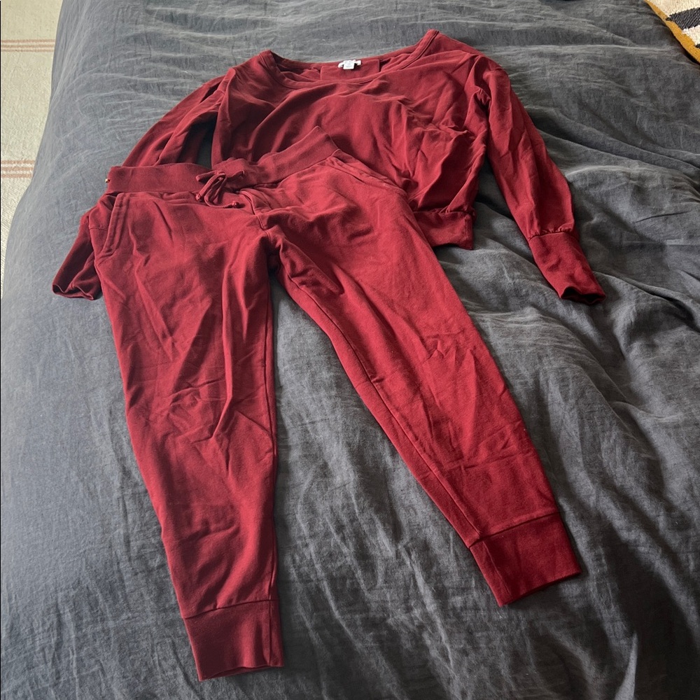 Cuyana Burgundy Track Pants & Joggers Set